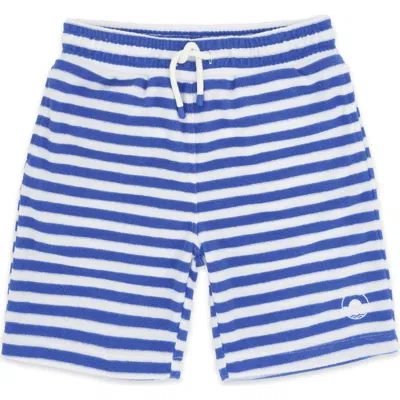 Feather 4 Arrow Kids' Coastal Stripe Terry Cloth Drawstring Shorts In Blue