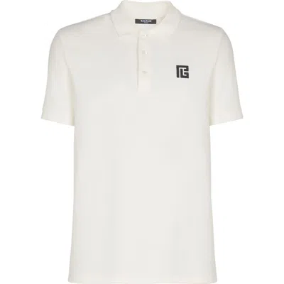 Balmain Polo Shirt Short Sleeves Ribbed Cuffs Collar In White