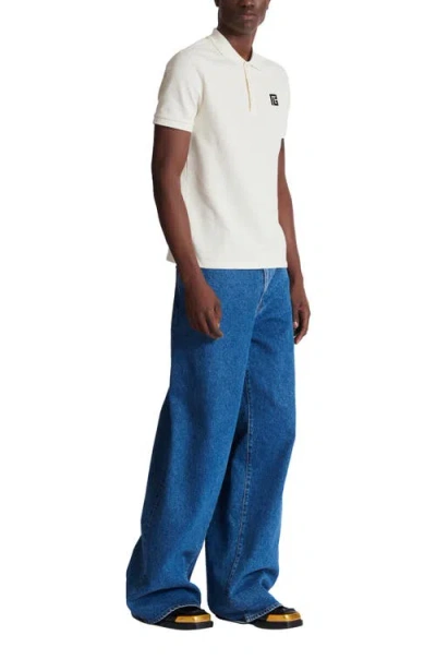 Balmain Polo Shirt Short Sleeves Ribbed Cuffs Collar In White