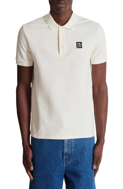 Balmain Polo Shirt Short Sleeves Ribbed Cuffs Collar In White