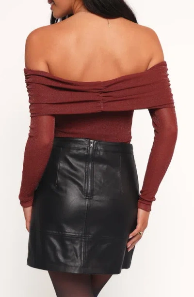 Petal And Pup Petal & Pup Raya Metallic Off The Shoulder Top In Brown