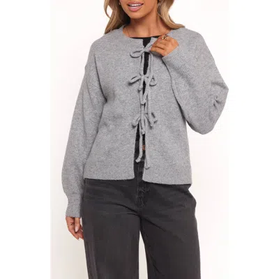 Petal And Pup Petal & Pup Neri Bow Tie Front Cardigan In Gray