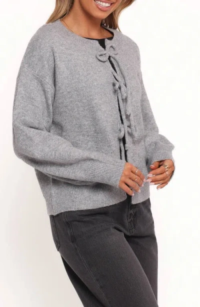 Petal And Pup Petal & Pup Neri Bow Tie Front Cardigan In Gray