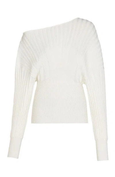 Balmain Rib-knit One-shoulder Sweater In White
