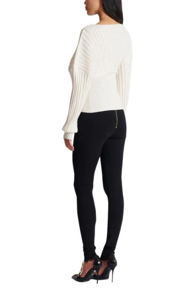 Balmain Rib-knit One-shoulder Sweater In White