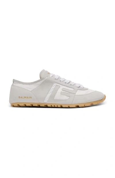 Balmain Racer 45 Sneakers In Lambskin And Suede In Gray