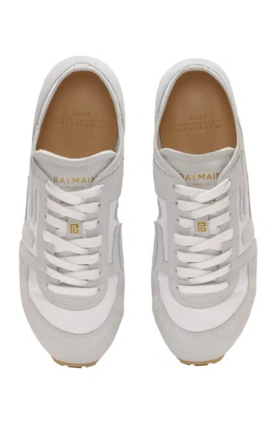 Balmain Racer 45 Sneakers In Lambskin And Suede In Gray