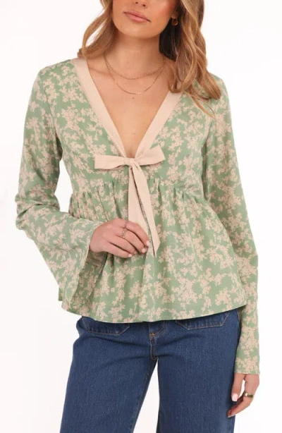 Petal And Pup Petal & Pup Reeva Tie Front Top In Green