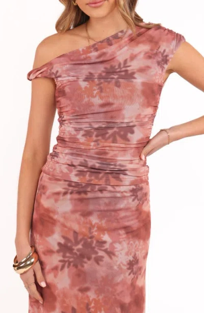 Petal And Pup Petal & Pup Donata Ruched One-shoulder Mesh Top In Pink