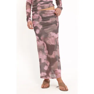 Petal And Pup Petal & Pup Caelira Abstract Print Mesh Maxi Skirt In Multi