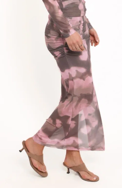 Petal And Pup Petal & Pup Caelira Abstract Print Mesh Maxi Skirt In Multi