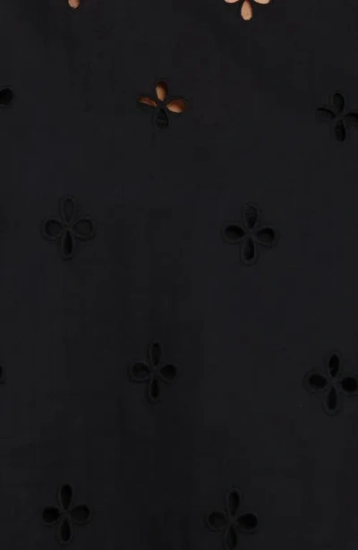 Petal And Pup Petal & Pup Aggie Embroidered Eyelet Balloon Sleeve Top In Black