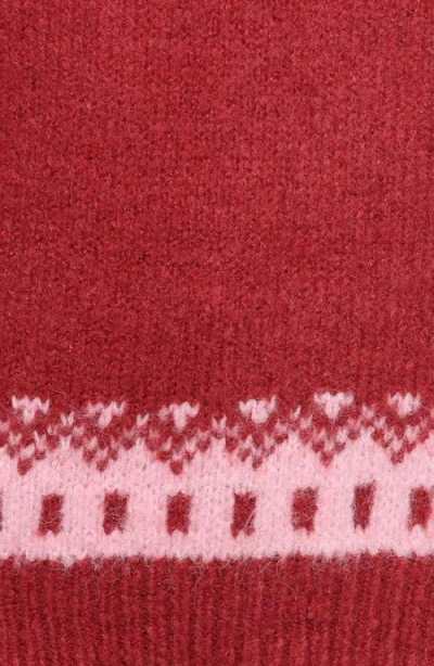 Petal And Pup Petal & Pup Zinnia Fair Isle Crewneck Sweater In Red