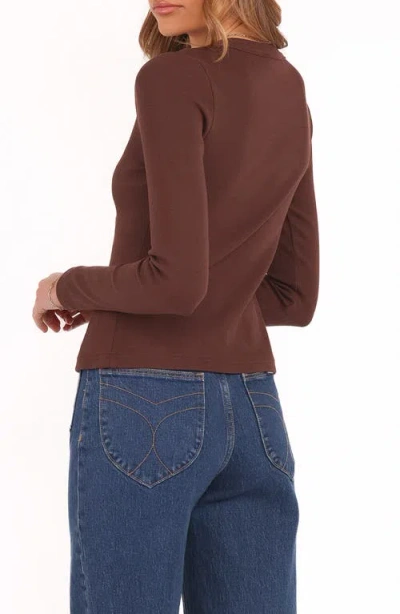 Petal And Pup Petal & Pup Cass Rib Stretch Cotton Button-up Shirt In Brown