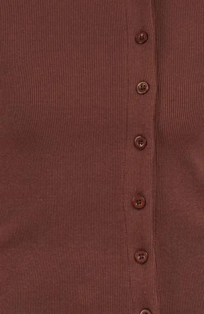 Petal And Pup Petal & Pup Cass Rib Stretch Cotton Button-up Shirt In Brown