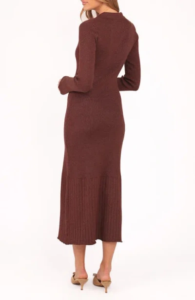 Petal And Pup Petal & Pup Makenna Long Sleeve Rib Maxi Sweater Dress In Brown