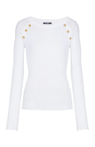 Balmain Knit Top With Buttons In White