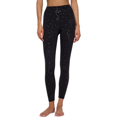Spiritual Gangster Zodiac Print Nirvana Lotus Leggings In Black