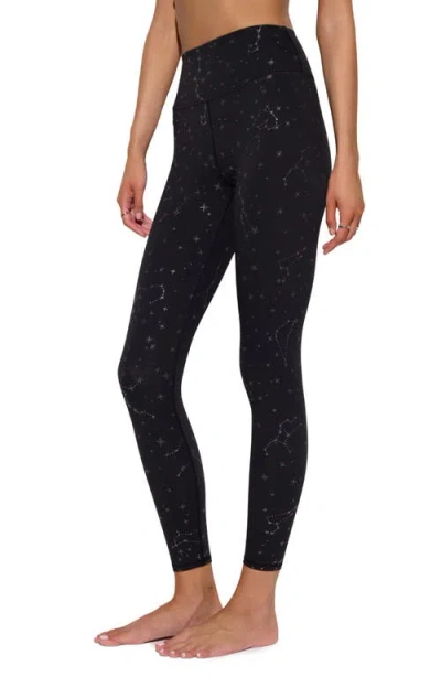 Spiritual Gangster Zodiac Print Nirvana Lotus Leggings In Black
