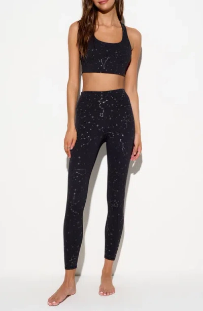 Spiritual Gangster Zodiac Print Nirvana Lotus Leggings In Black