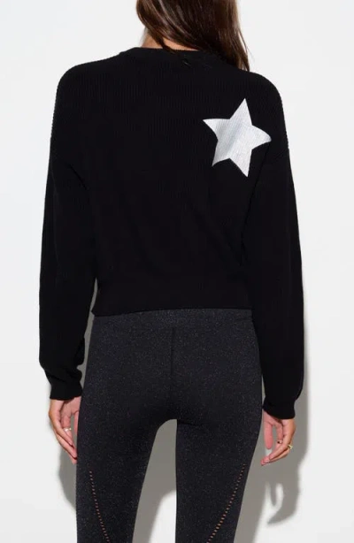 Spiritual Gangster Stars Tate Cotton Crop Sweater In Black