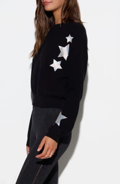 Spiritual Gangster Stars Tate Cotton Crop Sweater In Black