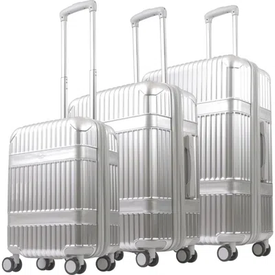 Martha Stewart The Bedford 3-piece Hardcase Luggage Set In Silver