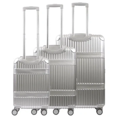 Martha Stewart The Bedford 3-piece Hardcase Luggage Set In Silver