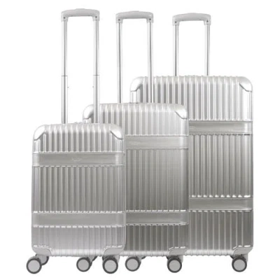 Martha Stewart The Bedford 3-piece Hardcase Luggage Set In Silver