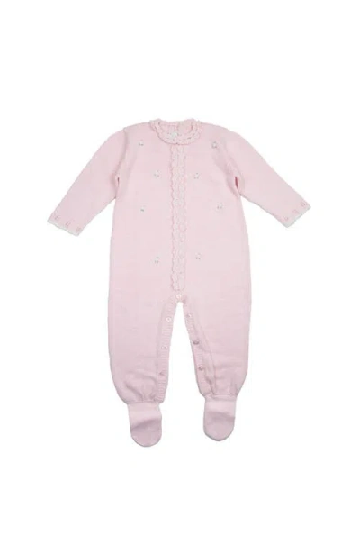 Cuclie Rosette Knit Footie In Pink