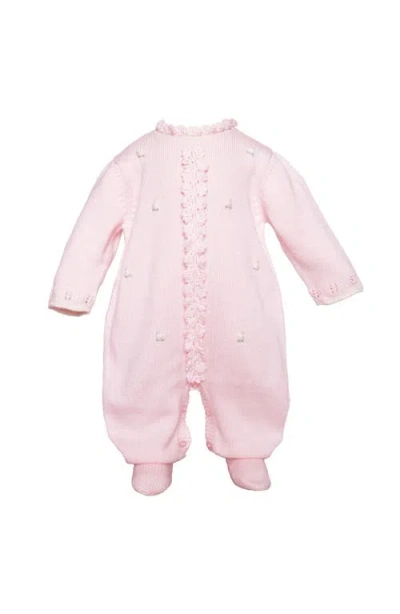 Cuclie Rosette Knit Footie In Pink