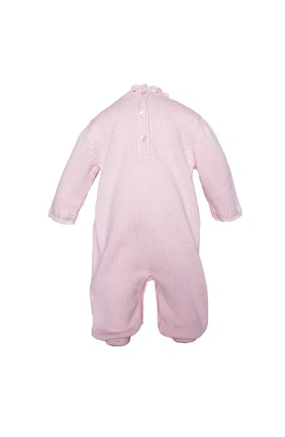 Cuclie Rosette Knit Footie In Pink