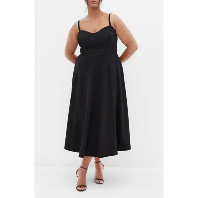 City Chic Bailee Sweetheart Neck Midi Dress In Black