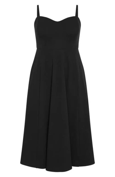 City Chic Bailee Sweetheart Neck Midi Dress In Black
