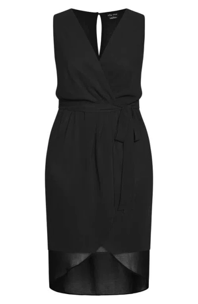City Chic Zayla Faux Wrap Sheath Dress In Black
