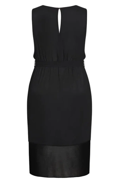 City Chic Zayla Faux Wrap Sheath Dress In Black