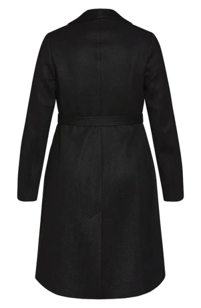 City Chic Callie Belted Coat In Black