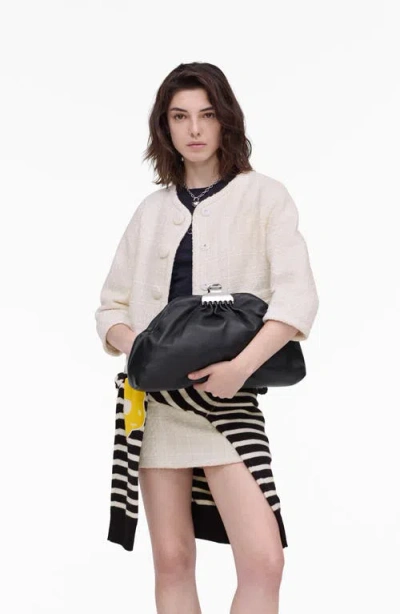 Marc Jacobs Claw Clip Small Black Clutch With Chain Strap And Clasp Detail In Leather Woman