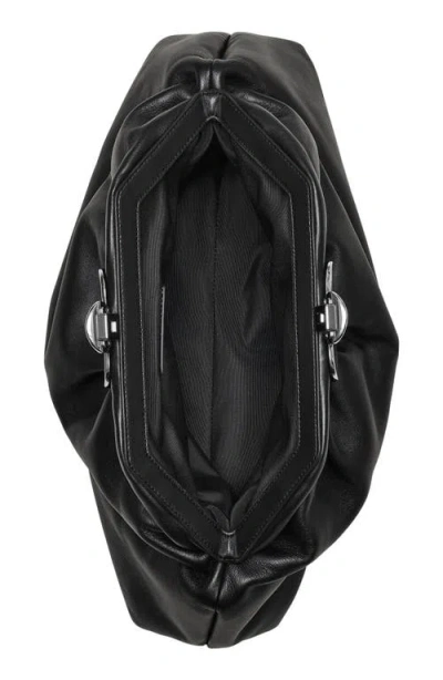 Marc Jacobs Claw Clip Small Black Clutch With Chain Strap And Clasp Detail In Leather Woman