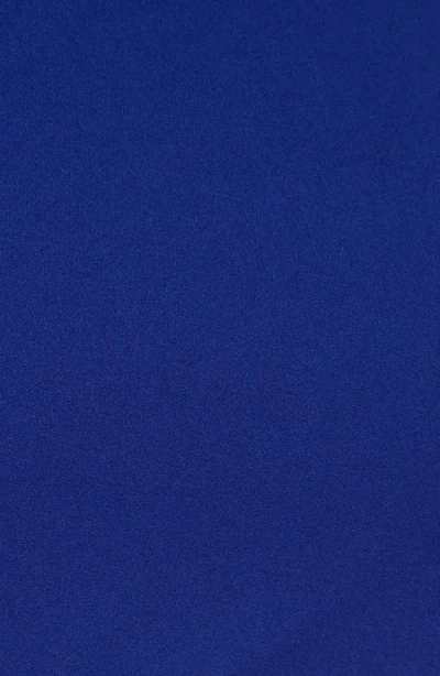 Adrianna Papell Asymmetric Collar Tie Waist Crepe Sheath Dress In Blue