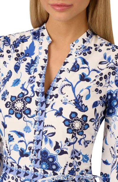 Adrianna Papell Floral Long Sleeve Cotton Romper In Multi