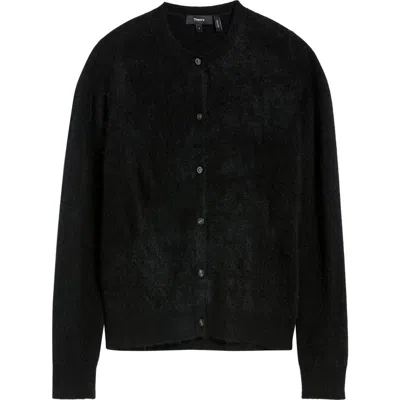 Theory Brushed Cashmere Cardigan In Black