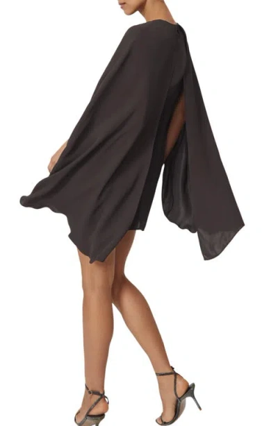 Reiss Cassidy Long Sleeve Cape Minidress In Brown