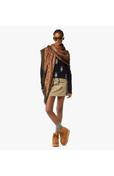 Mcm Monogram Shawl In Brown