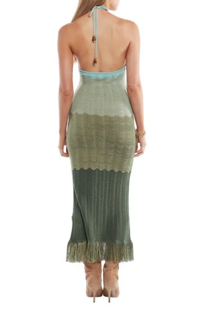 Capittana Cornelia Ombré Halter Pointelle Cover-up Sundress In Green