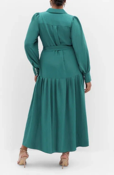 City Chic Romie Button-up Shirtdress In Green