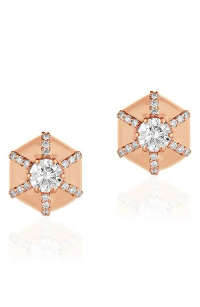 Goshwara Queen Hexagon Stud Earrings In Gold
