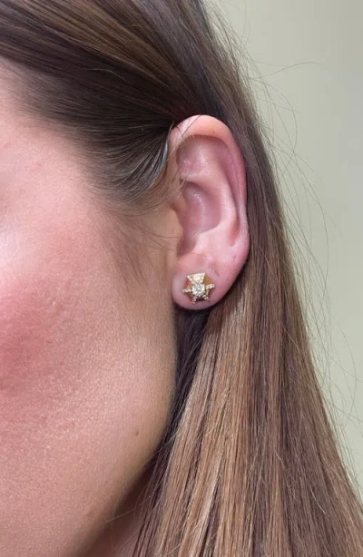 Goshwara Queen Hexagon Stud Earrings In Gold