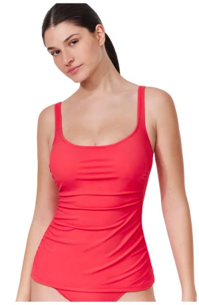 Profile By Gottex Tutti Frutti Fashion D-cup Scoop Neck Tankini Top In Red