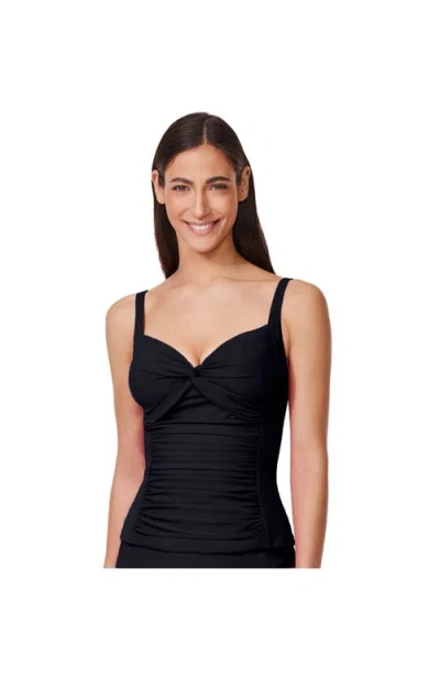 Profile By Gottex Tutti Frutti Sweetheart Twist Front Tankini Top In Black